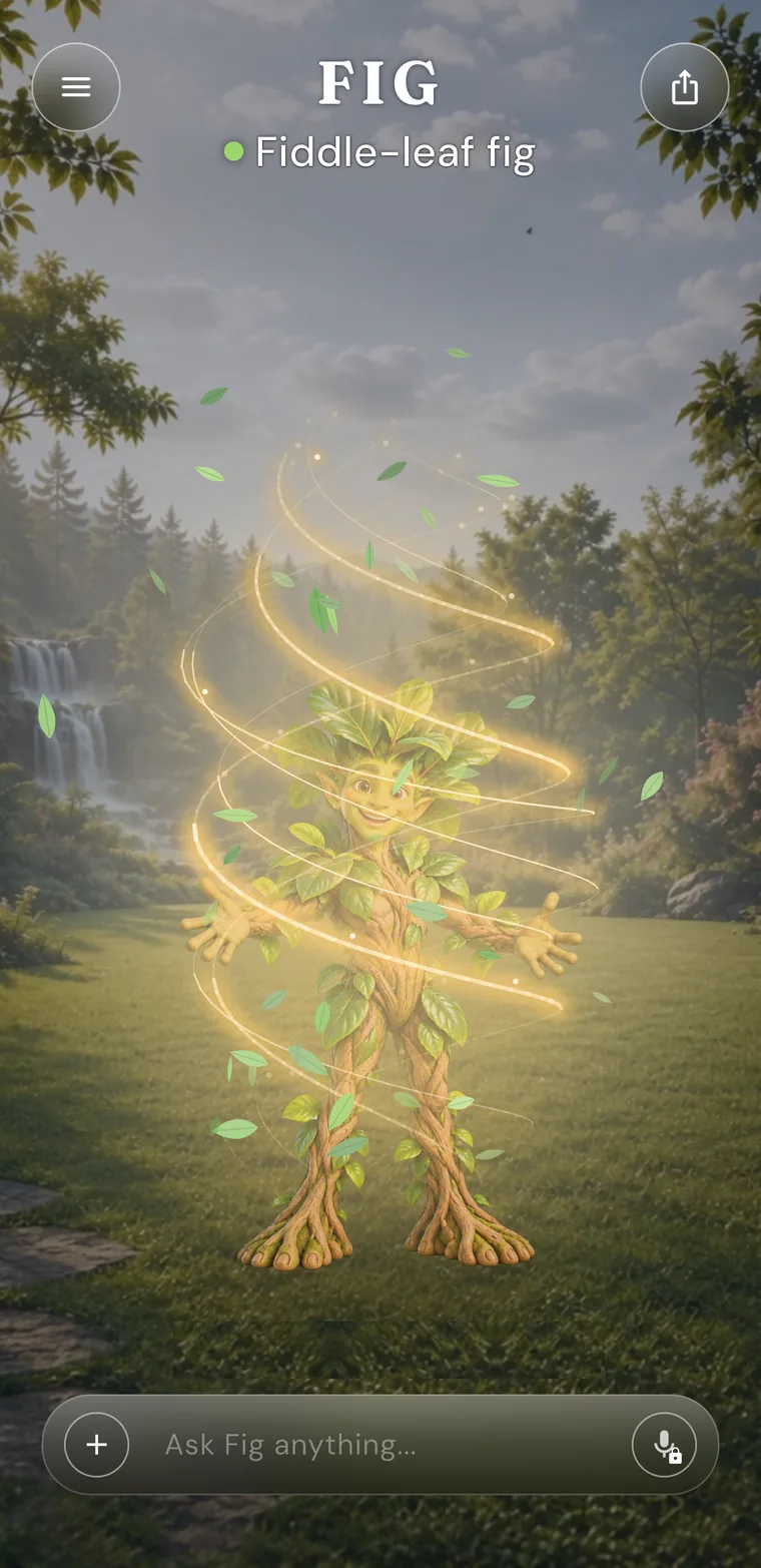 Golden leaf vortex revealing Fig's Woody Tree Plantling